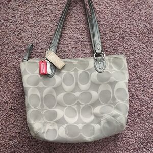 Coach Gray and Black Signature Tote